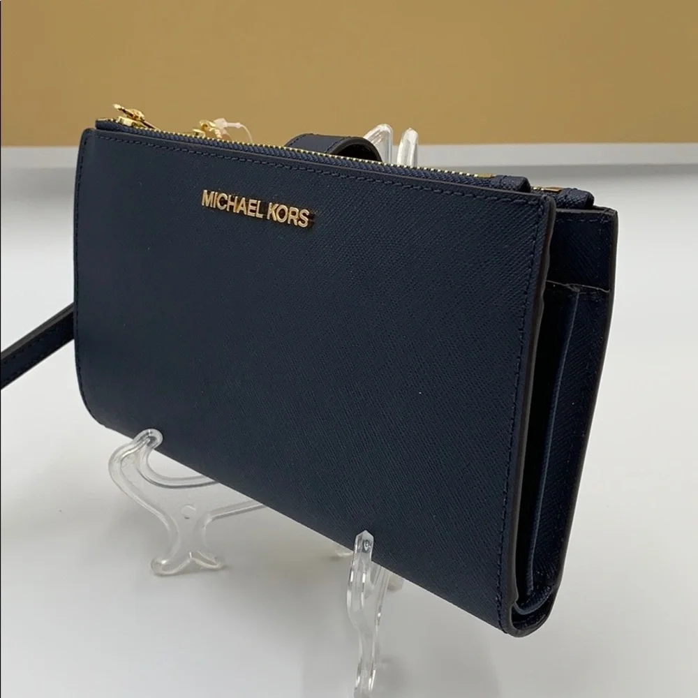 MICHAEL KORS LG DOUBLE ZIP WRISTLET NAVY